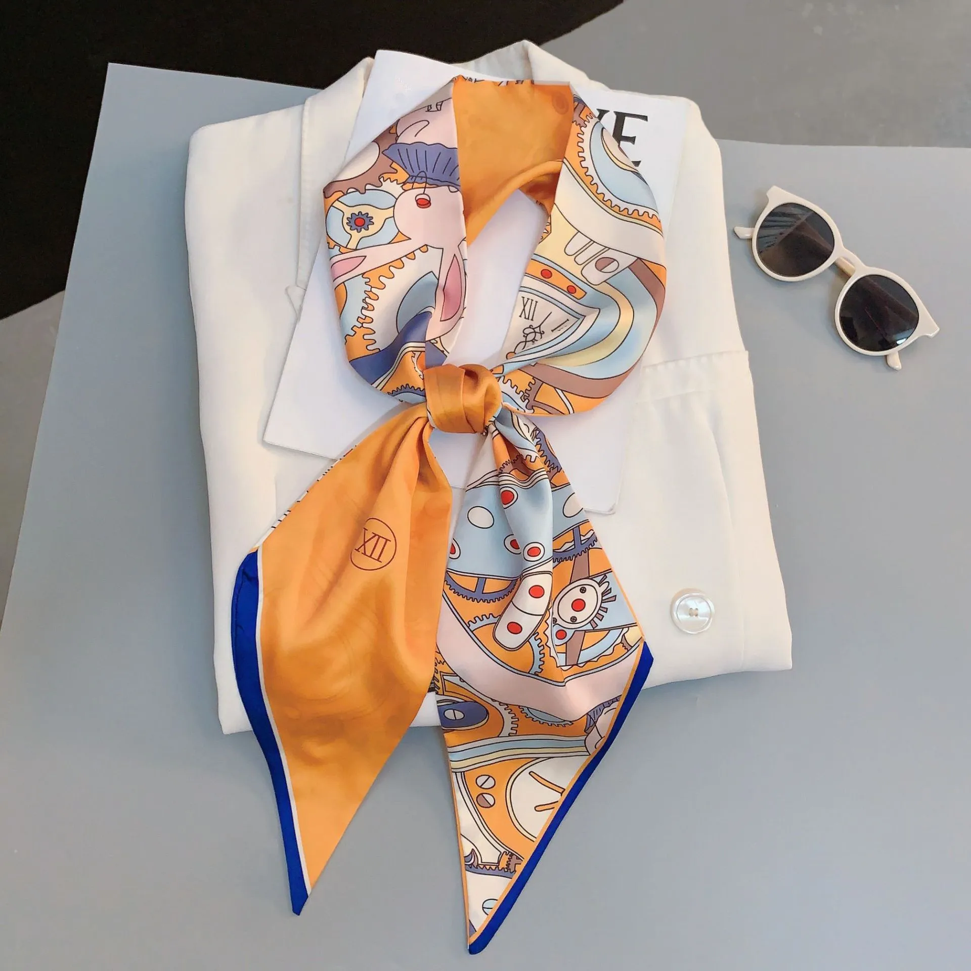 Paisley Print Skinny Scarf For Women Luxury HairBand Soft Stain Silk Ribbon Tie Neck Bag Scarf Fashion Wrist Belt Neckerchief