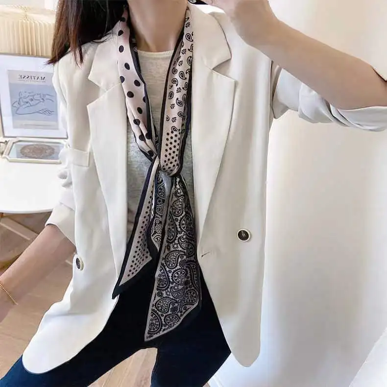 Paisley Print Skinny Scarf For Women Luxury HairBand Soft Stain Silk Ribbon Tie Neck Bag Scarf Fashion Wrist Belt Neckerchief