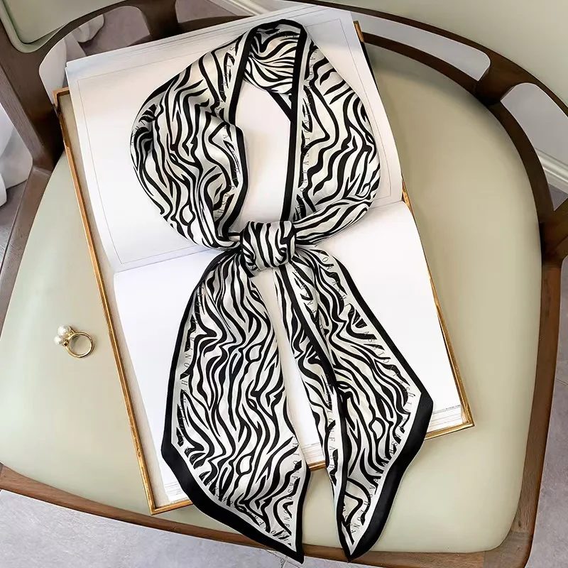 Paisley Print Skinny Scarf For Women Luxury HairBand Soft Stain Silk Ribbon Tie Neck Bag Scarf Fashion Wrist Belt Neckerchief