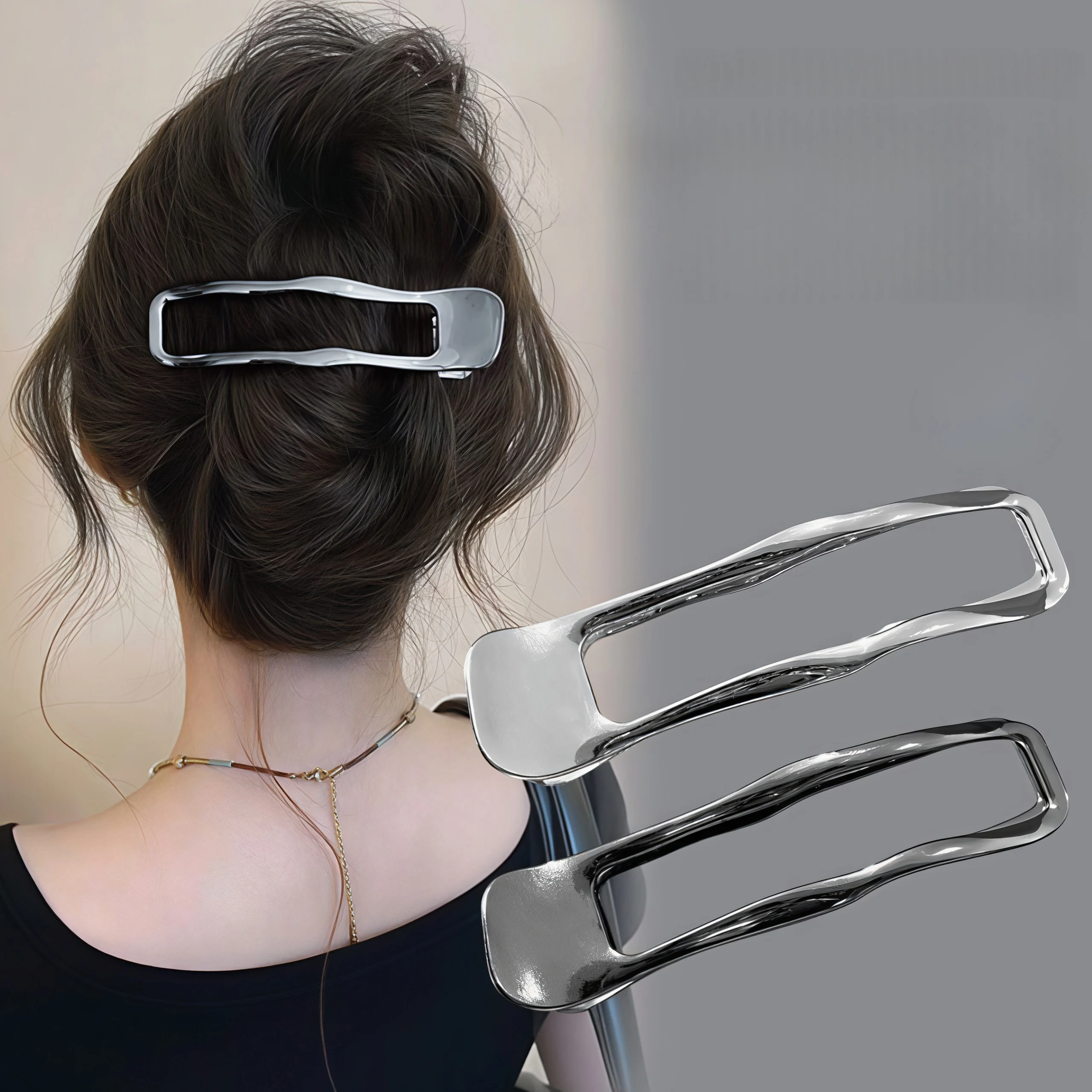 Minimalist Metal Duckbill Hair Clips Non-Slip Alligator Hair Barrettes Elegant Metal Hair Accessories for Women Updo Hairstyles 