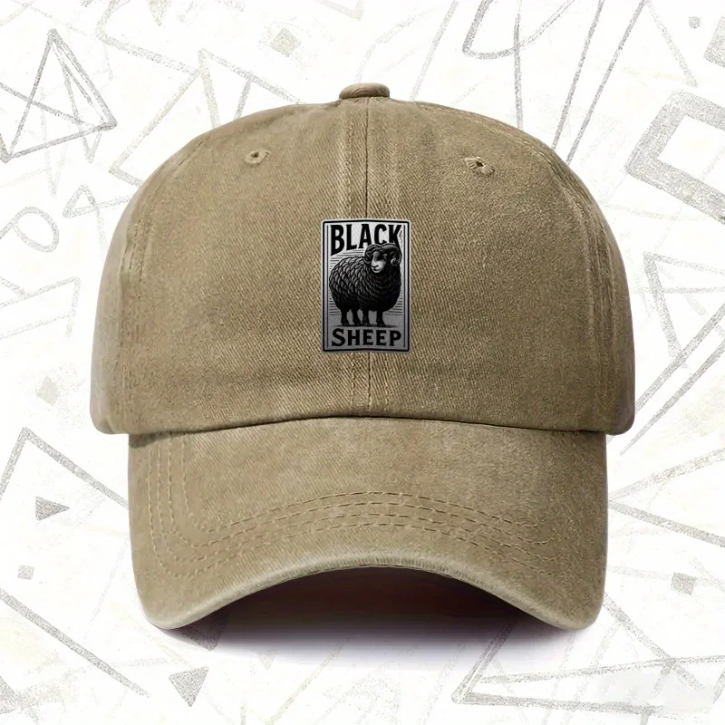 1pc, "BLACK SHEEP" Vintage Washed Hat, Men's and Women's Solid Baseball Cap, Suitable for All Seasons, Ideal Gift for Weddings,