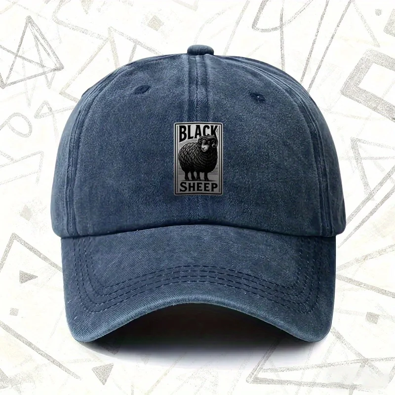 1pc, "BLACK SHEEP" Vintage Washed Hat, Men's and Women's Solid Baseball Cap, Suitable for All Seasons, Ideal Gift for Weddings,