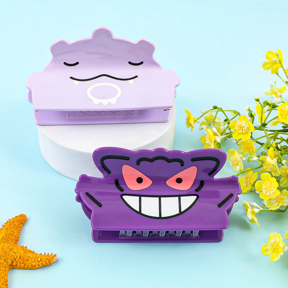 1PC Pokemon Gengar & Ditto Hair Claw Clips, Cute Anime Character Shark Clips, Acrylic Non-slip Hair Accessories for Women