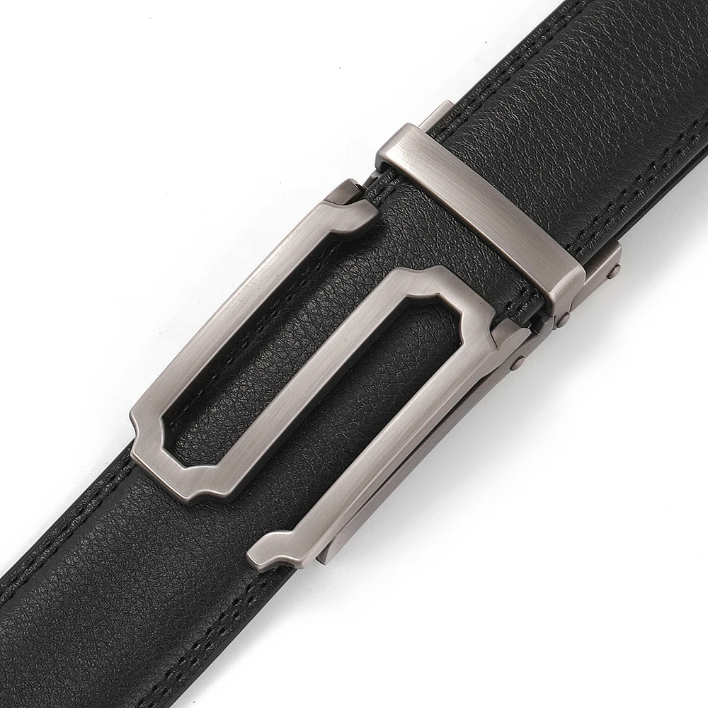 Classic Automatic Buckle Belt for Men Premium Real Leather Dress Trouser Belt Formal Daily Wear Black Brown Plus Size 130cm