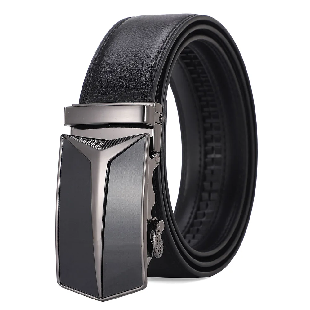 Classic Automatic Buckle Belt for Men Premium Real Leather Dress Trouser Belt Formal Daily Wear Black Brown Plus Size 130cm
