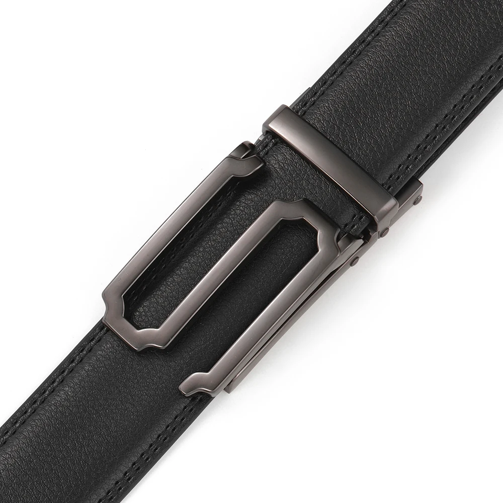 Classic Automatic Buckle Belt for Men Premium Real Leather Dress Trouser Belt Formal Daily Wear Black Brown Plus Size 130cm