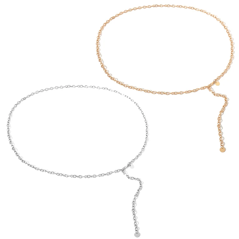 【AN】【AN】Fashion Women Lady Waist Chain Belt Metal Gold Silver Color Waistband Chain Belt For Dress Shirts Clothes Accessories
