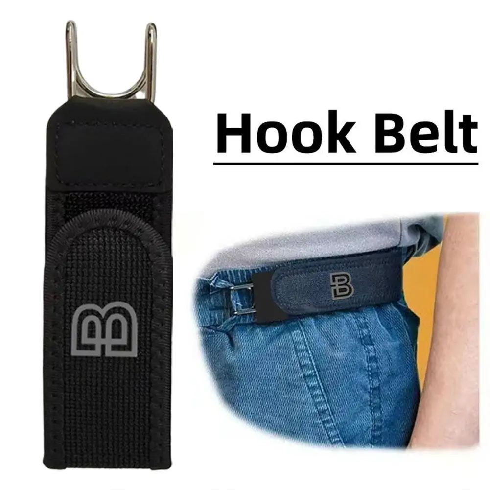 Buckleless Elastic Waist Belt With Metal Hook Unisex Adjustable Stretch Belt For Casual Wear Lightweight Travel Accessory 1/2Pcs