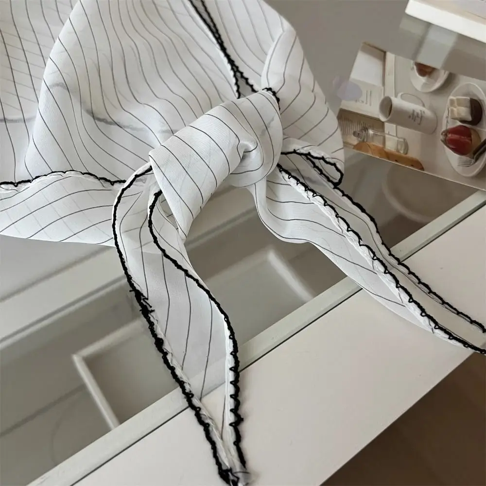 Neckerchief Sweet Polka Dot Headband Turban Korean Fresh Small Scarf Striped Thin Triangular Hair Band Vacation