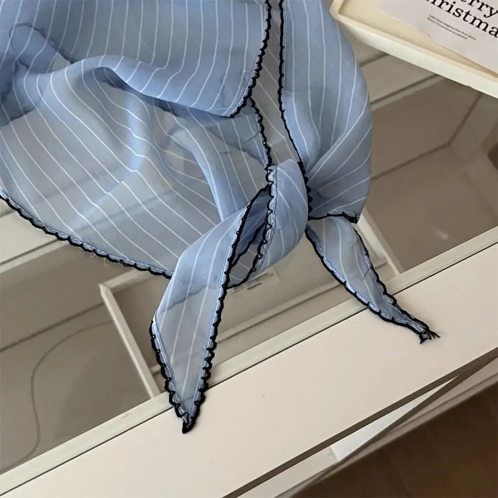 Neckerchief Sweet Polka Dot Headband Turban Korean Fresh Small Scarf Striped Thin Triangular Hair Band Vacation