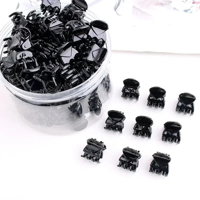 Black Mini Hair Claw Clips for Women Girls Korean Simple Small Transparent Plastic Clips Hairpin Kids Hair Styling Accessories