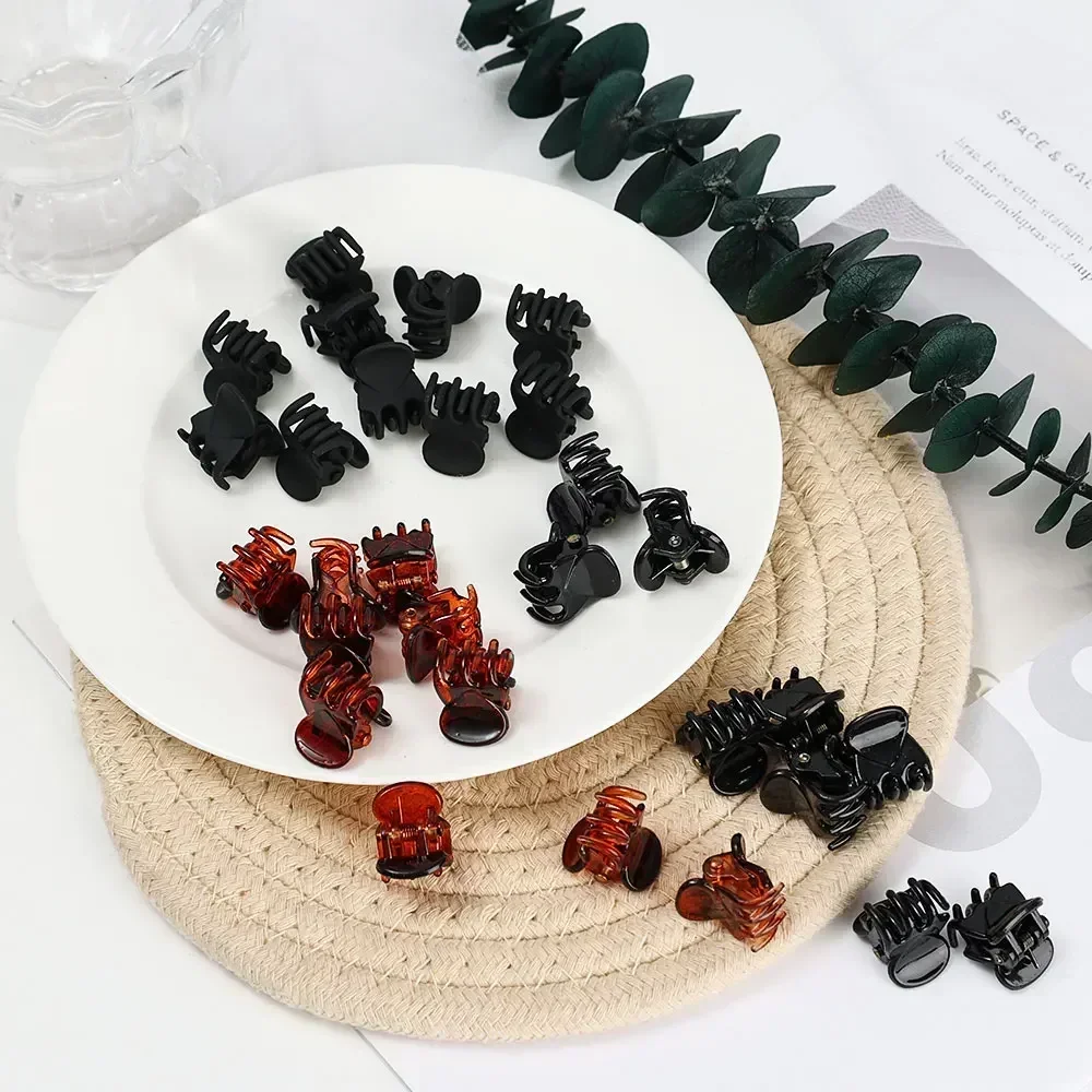 Black Mini Hair Claw Clips for Women Girls Korean Simple Small Transparent Plastic Clips Hairpin Kids Hair Styling Accessories