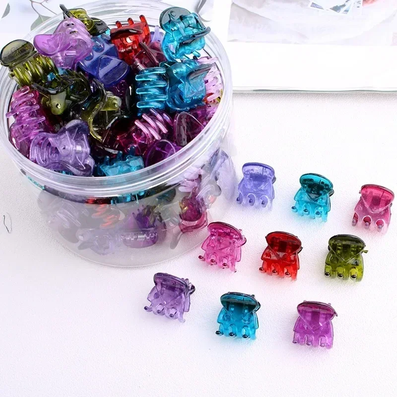 Black Mini Hair Claw Clips for Women Girls Korean Simple Small Transparent Plastic Clips Hairpin Kids Hair Styling Accessories