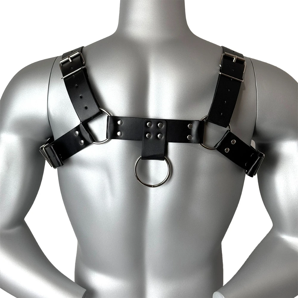 Men's PU Leather Harness Belt Gothic Punk Chest Strap Adjustable Exotic Belt Fashionable Men's Accessories