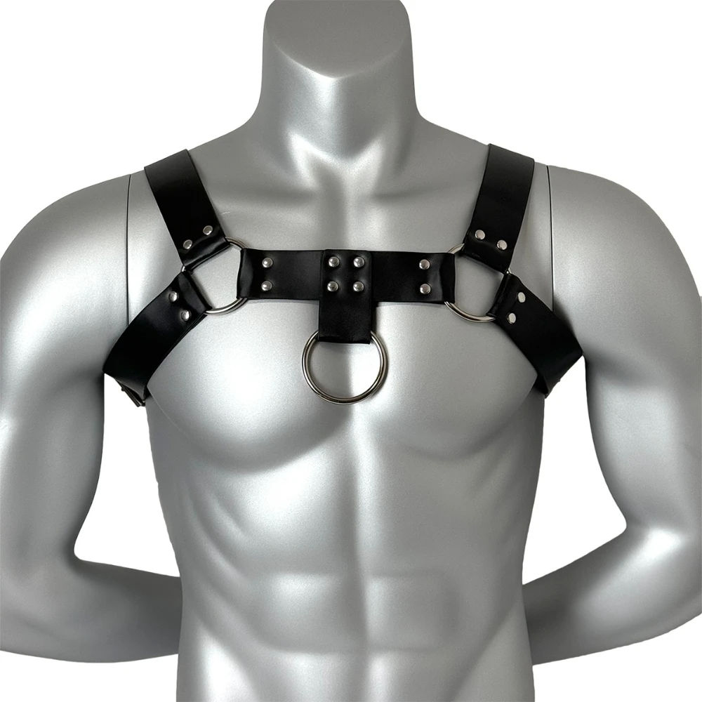 Men's PU Leather Harness Belt Gothic Punk Chest Strap Adjustable Exotic Belt Fashionable Men's Accessories