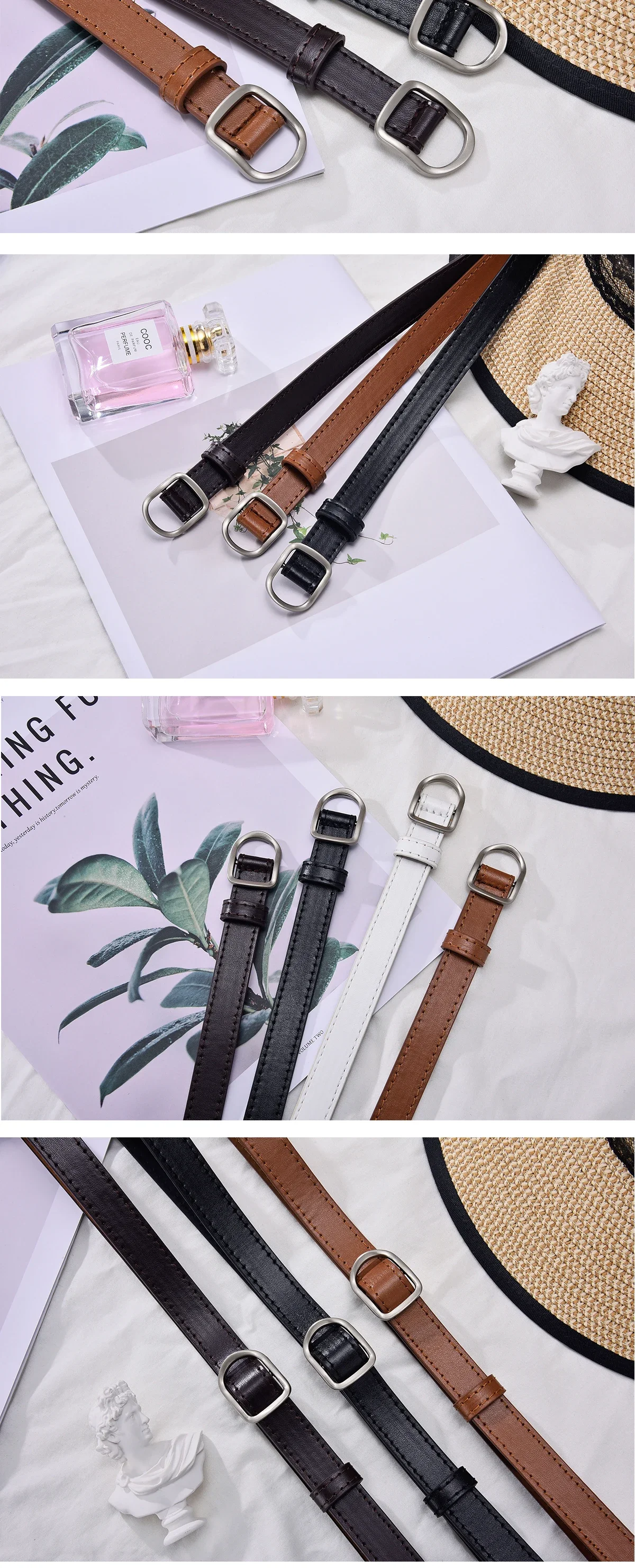 Lazy Belt Casual Simple Perforated Women'S Belt Paired With Jeans Men'S Belt Pu Leather Belt