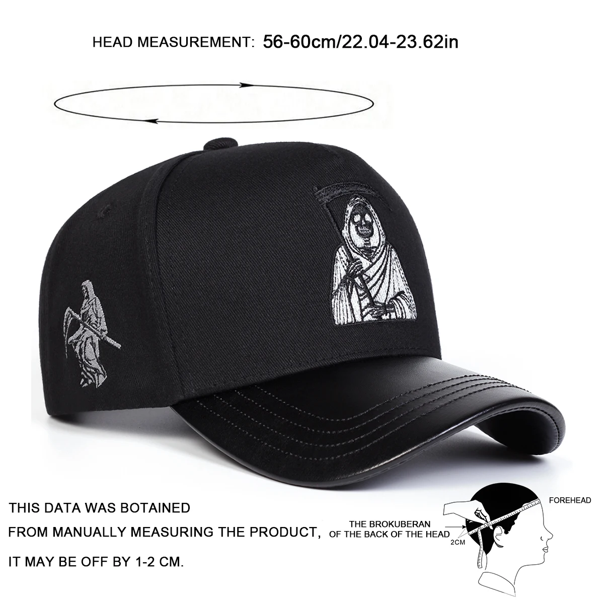 Unisex Death Embroidery Baseball Caps Spring Autumn Outdoor Adjustable Casual Hats Sunscreen Hat Sports Cap