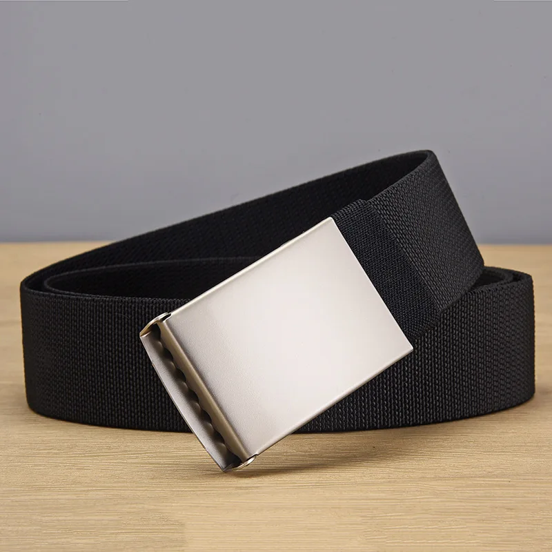 Stylish Classic Nylon Rubber Stretch Casual Versatile Belt; Sturdy, Durable, Minimalist Flap Elastic Smooth Buckle Men's Belt