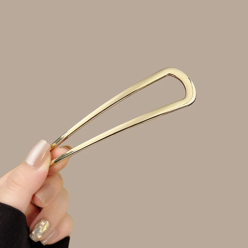 U-Shaped Hair Fork Fashion Alloy Hairpin Gold Silver Black Color Metal Hairpin Geometric Design Headwear Hair Sticks Women Girls