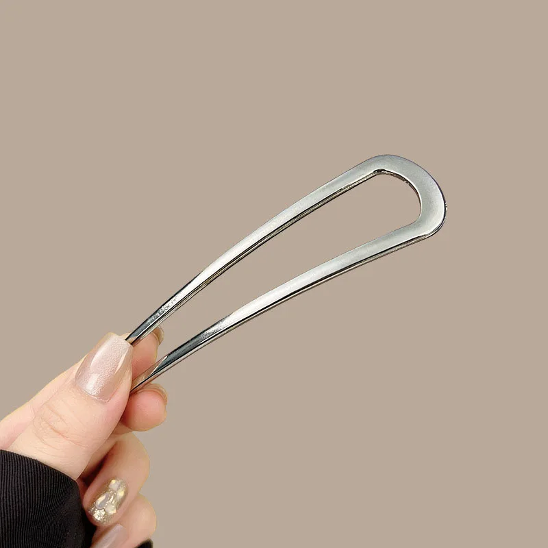 U-Shaped Hair Fork Fashion Alloy Hairpin Gold Silver Black Color Metal Hairpin Geometric Design Headwear Hair Sticks Women Girls