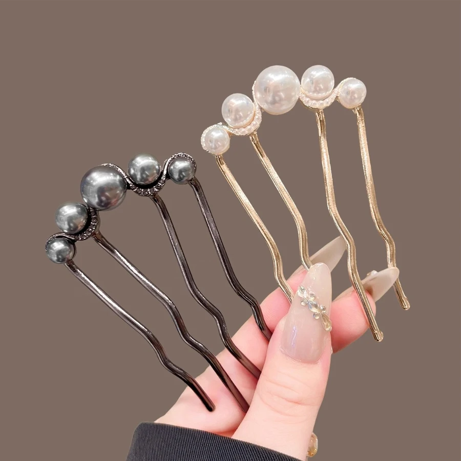 U-Shaped Hair Fork Fashion Alloy Hairpin Gold Silver Black Color Metal Hairpin Geometric Design Headwear Hair Sticks Women Girls