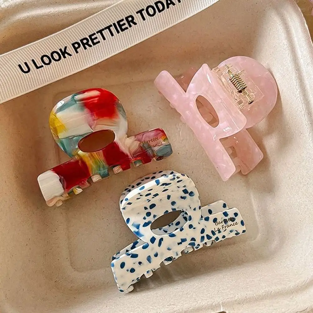 Stylish French Hair Claw Clip Small Acetate Shark Clip Elegant Sweet Half-Updo Hairpin for Women