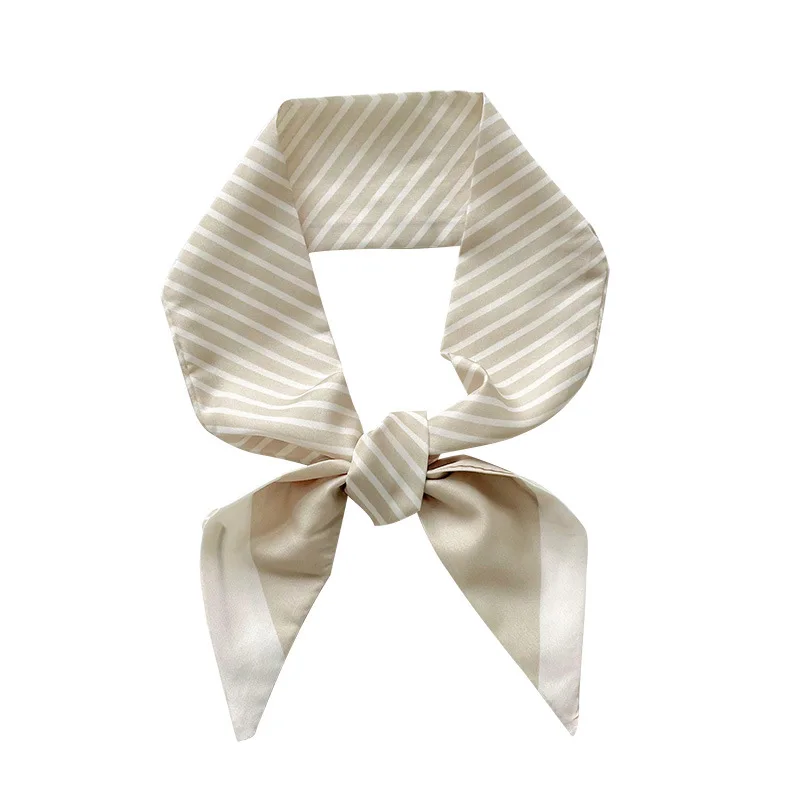 New Slim And Long 80x6CM Small Scarf For Women Versatile Black Striped Hair Tie Bag Decoration Scarves Party Gift