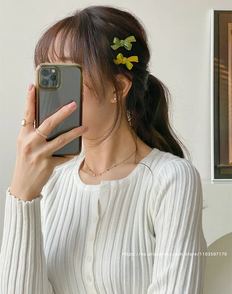 Small Mermaid Bow Strap Broken Hair Clip~Korean FRANCE Gold Label Duck billed Clip with Side Clip and Bang Clip