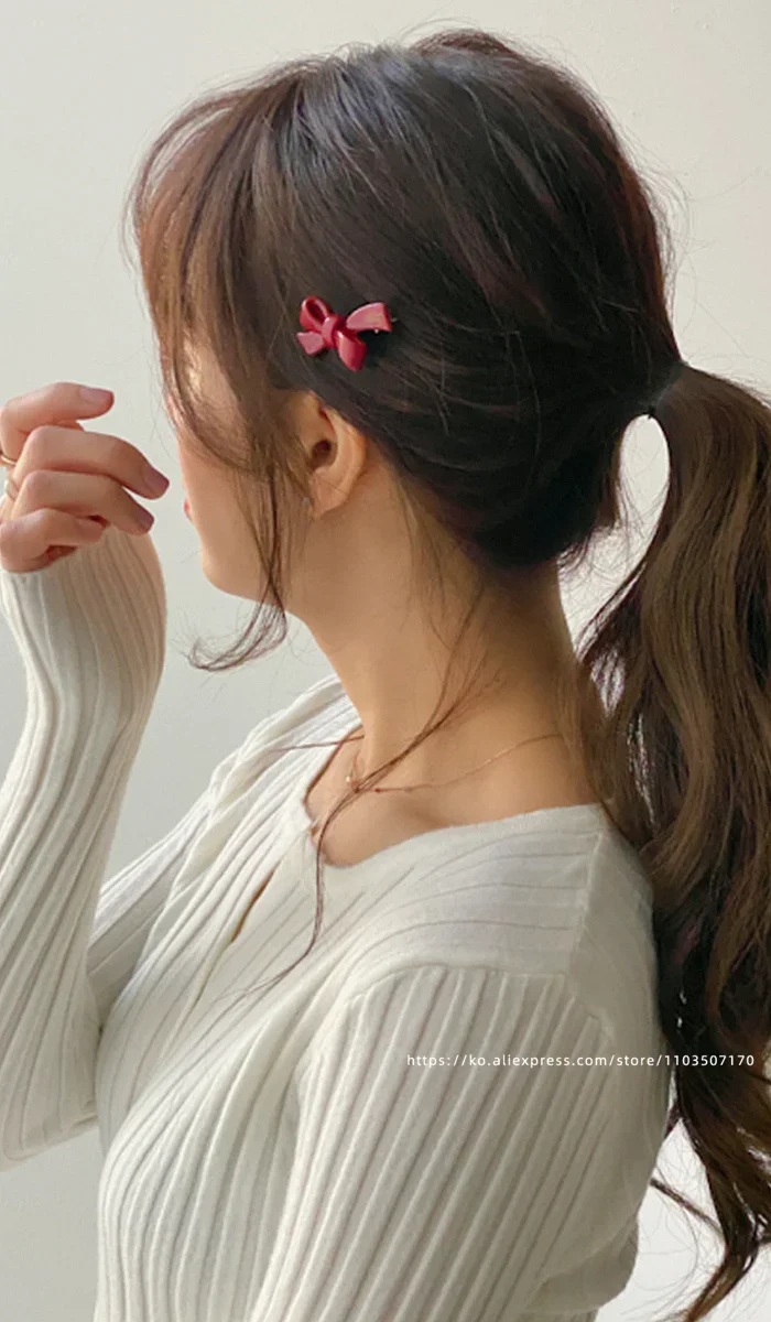 Small Mermaid Bow Strap Broken Hair Clip~Korean FRANCE Gold Label Duck billed Clip with Side Clip and Bang Clip