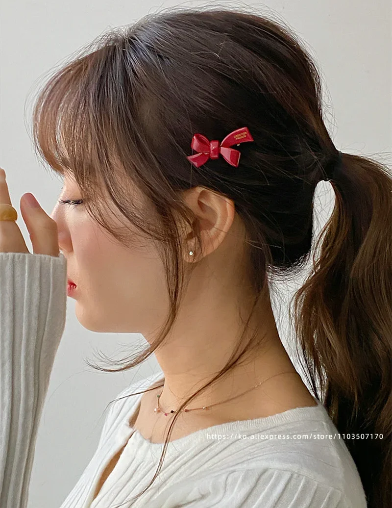 Small Mermaid Bow Strap Broken Hair Clip~Korean FRANCE Gold Label Duck billed Clip with Side Clip and Bang Clip
