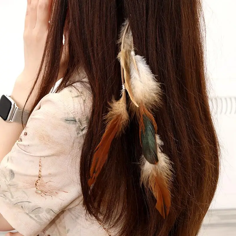 Festive Women's Masquerade Feather Hairband, Bohemian Indian Prom Gypsy Headwear with Long Tassel Hair Decorations