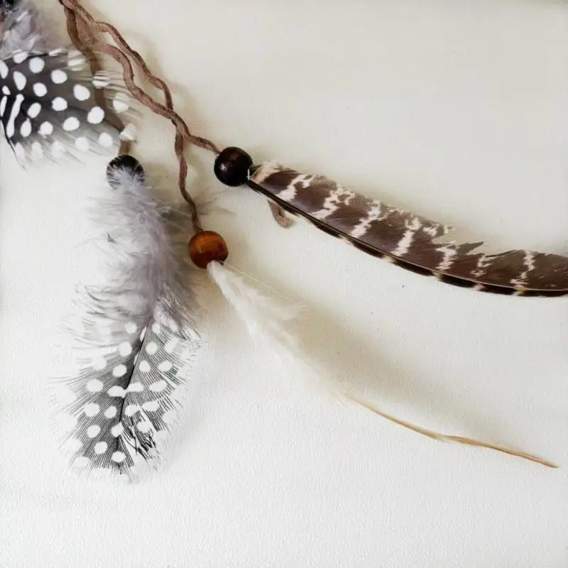 Festive Women's Masquerade Feather Hairband, Bohemian Indian Prom Gypsy Headwear with Long Tassel Hair Decorations