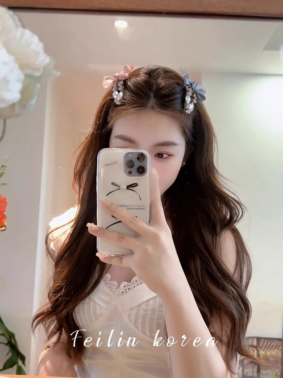 1 Pcs Women's Hair Clip Korean Rhinestone Bow Fabric Simple Fashionable Versatile Hair Pins Sweet Cute Hair Accessories For Girl