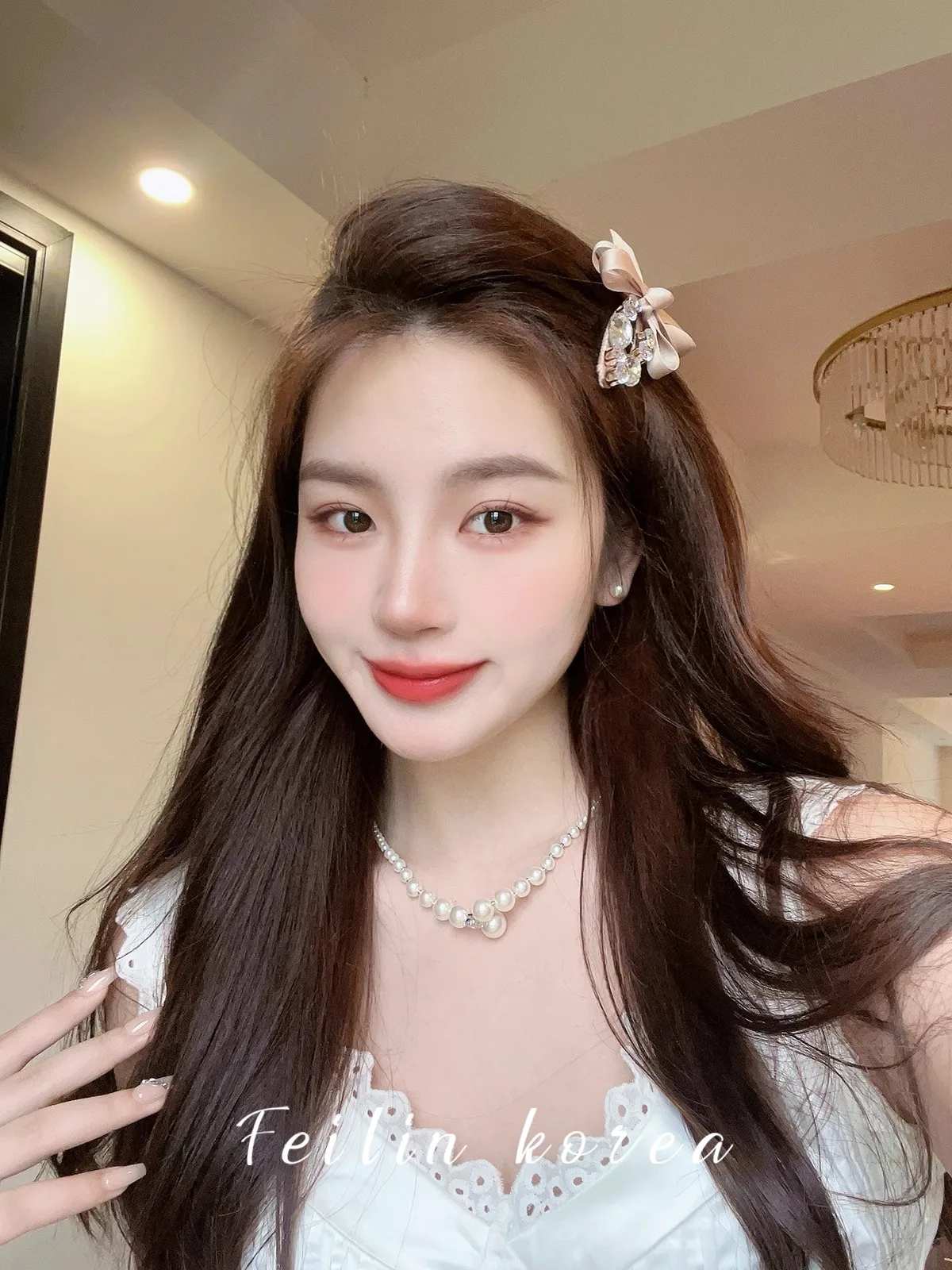 1 Pcs Women's Hair Clip Korean Rhinestone Bow Fabric Simple Fashionable Versatile Hair Pins Sweet Cute Hair Accessories For Girl