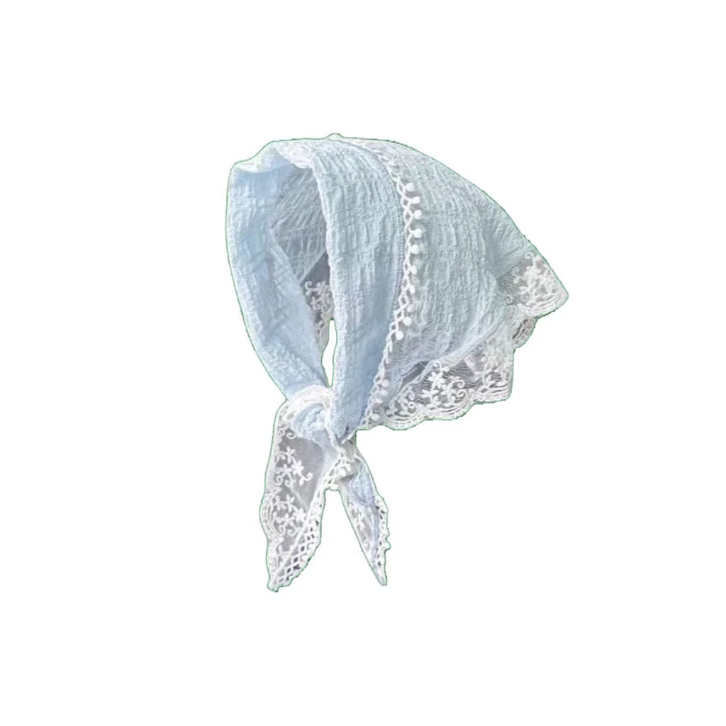 White Sweet Lace Flower Scarf Elegant Feminine Headband Thin Breathable Artistic Style Travel Accessory