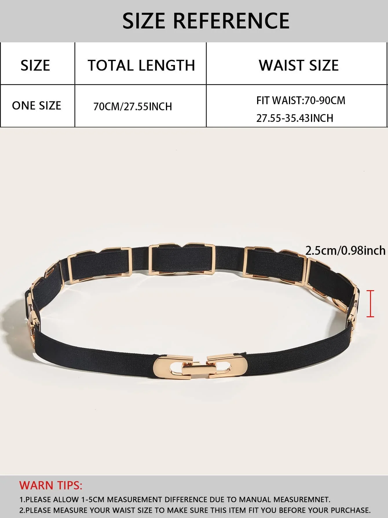 1Pcs Ladies' black metal accessory decoration Minimalist waist cinching style Dress accessories Simple commuting versatile