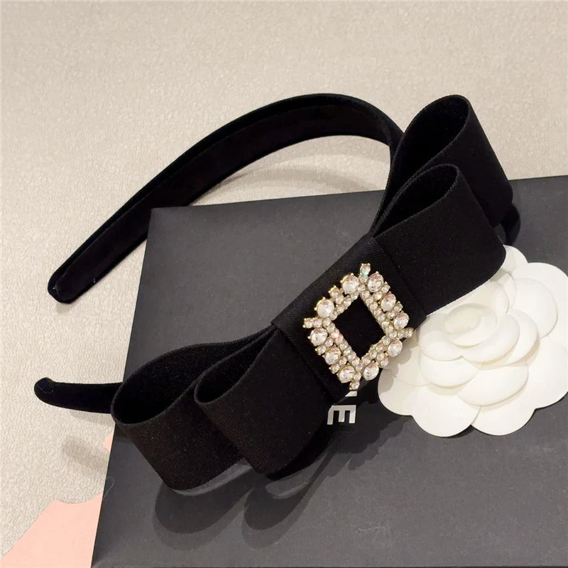 Korean Fashion Fabric Bow HairBand Luxulry Crystal Rhinestone Hair Clips Bridal Headband Hair Accessories for Girls Women