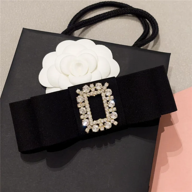 Korean Fashion Fabric Bow HairBand Luxulry Crystal Rhinestone Hair Clips Bridal Headband Hair Accessories for Girls Women