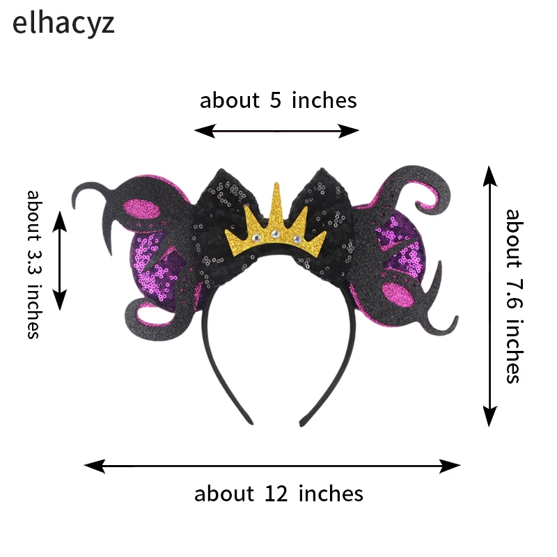 Disney Maleficent Headbands Kids Cosplay Horns of Witch Bow Hair Accessories Women Mickey Ears Hairband Girls For Festival Party