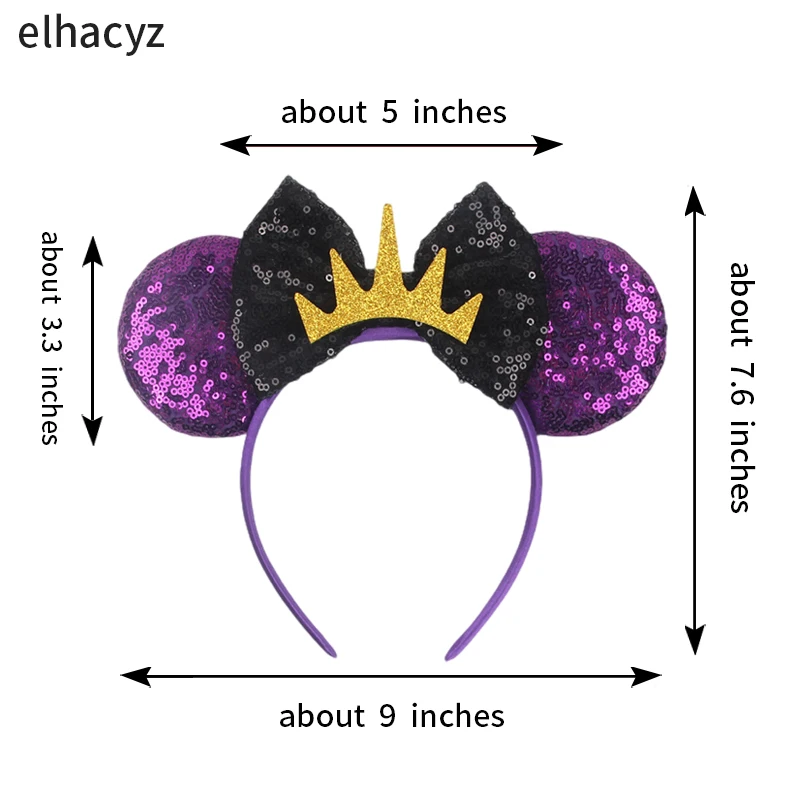 Disney Maleficent Headbands Kids Cosplay Horns of Witch Bow Hair Accessories Women Mickey Ears Hairband Girls For Festival Party