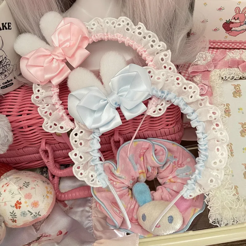 Cute Lolita Lace Headband for women Bow Hair Hoop Lovely Hairbands handmade KC cosplay Headband Anime japanese hair accessories