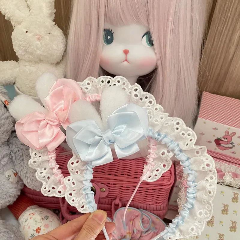 Cute Lolita Lace Headband for women Bow Hair Hoop Lovely Hairbands handmade KC cosplay Headband Anime japanese hair accessories