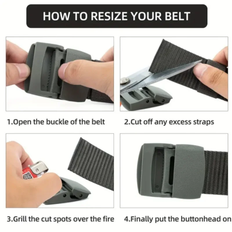 6pcs Men's Casual Belt, Adjustable Plastic Buckle, Women's Belt, Multifunctional Outdoor Belt, Suitable for Outdoor Activities