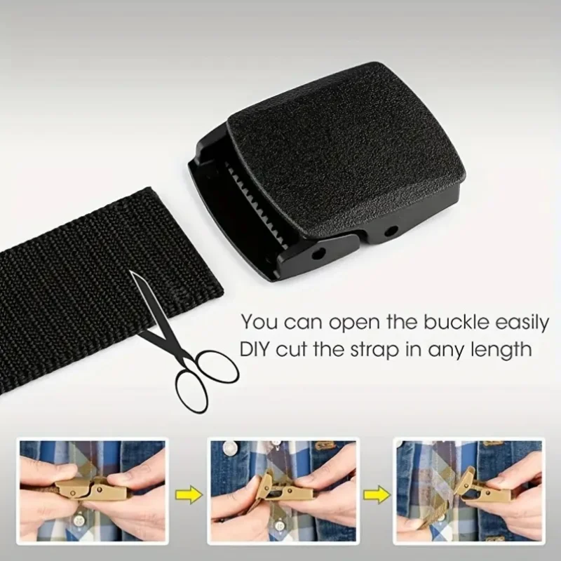 6pcs Men's Casual Belt, Adjustable Plastic Buckle, Women's Belt, Multifunctional Outdoor Belt, Suitable for Outdoor Activities