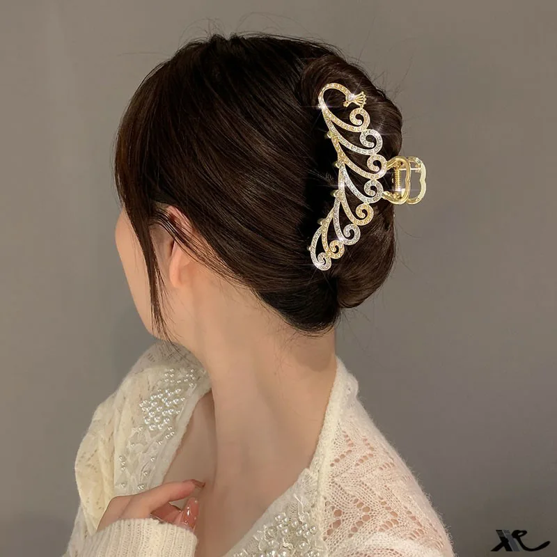 2025 Must-Have! Elegant Gold Hollow Geometric Hair Claw, Vintage Women's Hair Clip, Headband Hairpin & Crab Hair Accessory