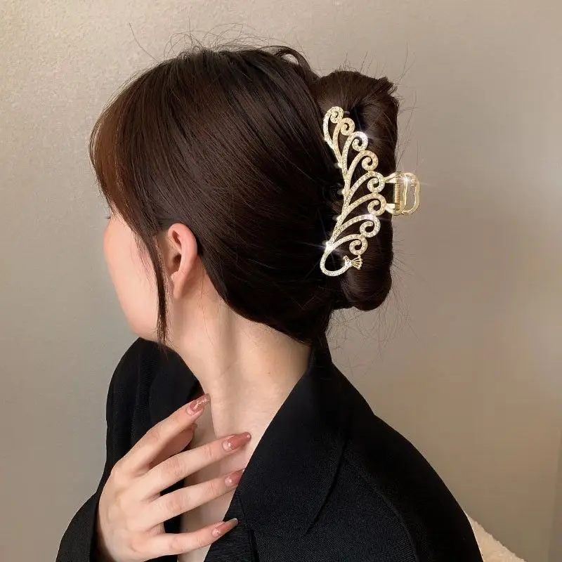 2025 Must-Have! Elegant Gold Hollow Geometric Hair Claw, Vintage Women's Hair Clip, Headband Hairpin & Crab Hair Accessory