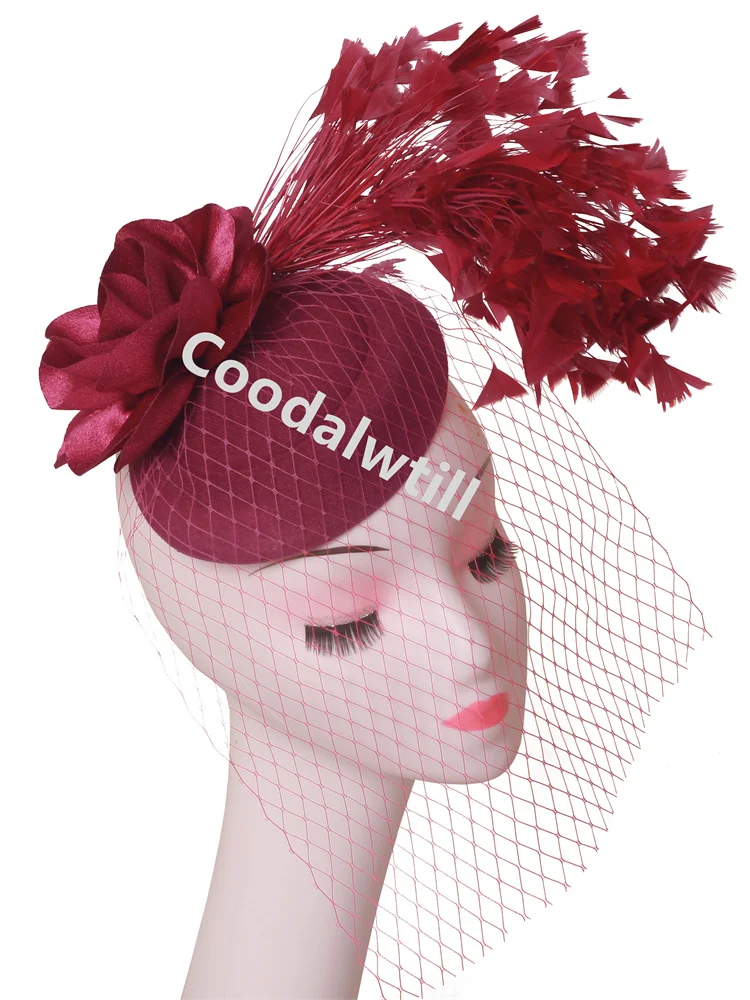 Veils Flower Fascinator Hat Hair Clip Ladies Kentucky Derby Ascot Festival Costume Party Show girl Headwear Women Pillbox Cap