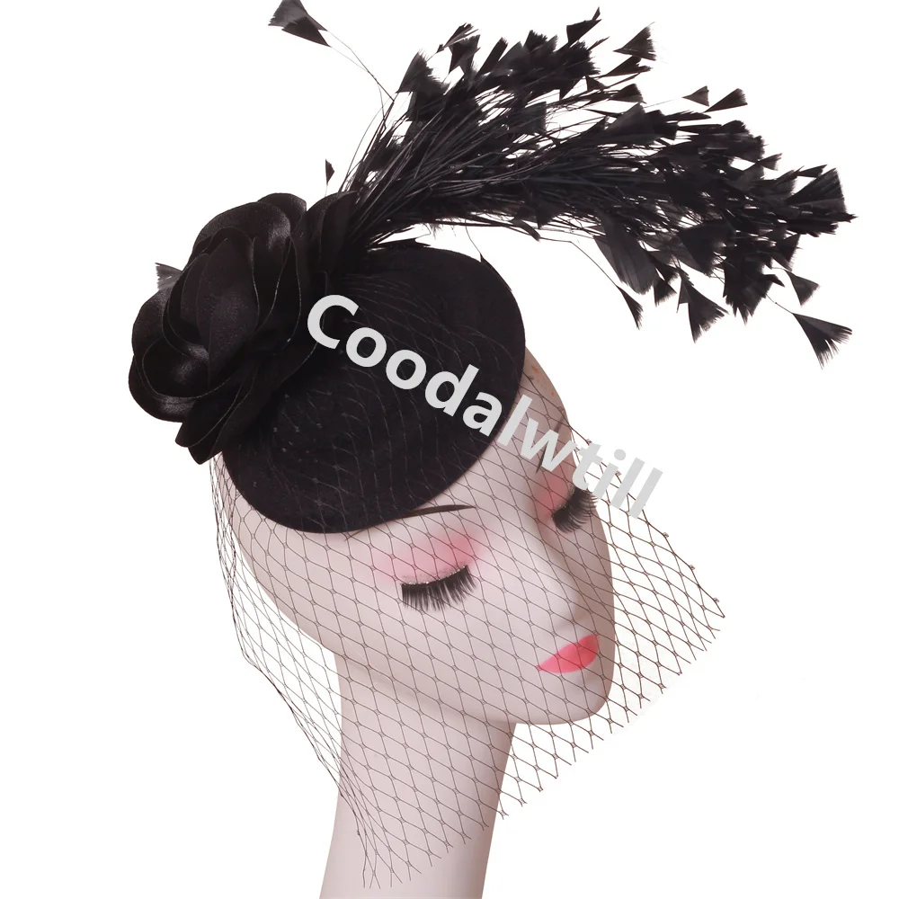 Veils Flower Fascinator Hat Hair Clip Ladies Kentucky Derby Ascot Festival Costume Party Show girl Headwear Women Pillbox Cap