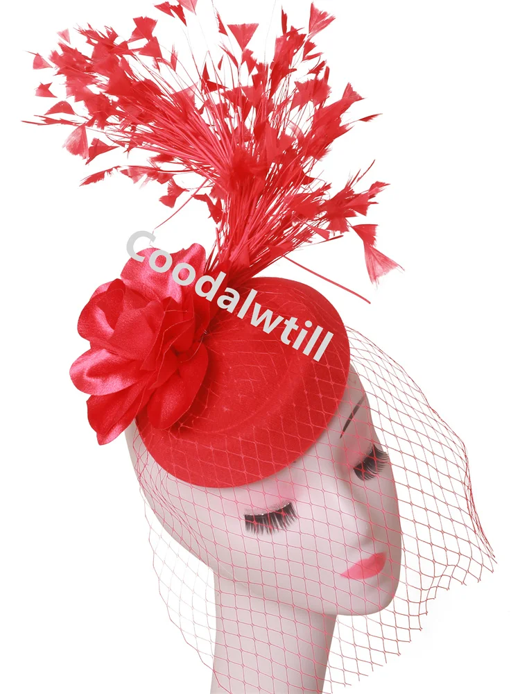 Veils Flower Fascinator Hat Hair Clip Ladies Kentucky Derby Ascot Festival Costume Party Show girl Headwear Women Pillbox Cap