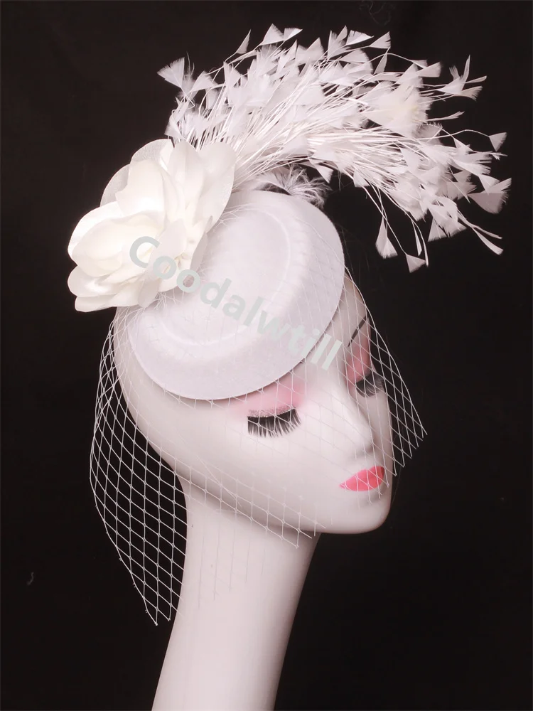 Veils Flower Fascinator Hat Hair Clip Ladies Kentucky Derby Ascot Festival Costume Party Show girl Headwear Women Pillbox Cap